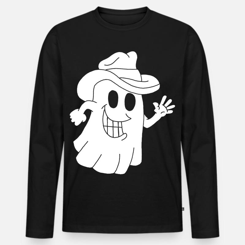 Cowboy-Geist - Männer Premium Bio Langarmshirt - Schwarz