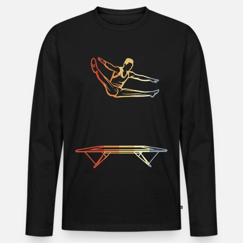Lustiger Trampolin Junge - Männer Premium Bio Langarmshirt - Schwarz