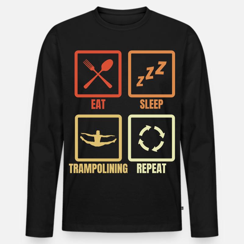Eat Sleep Trampoline Repeat - Männer Premium Bio Langarmshirt - Schwarz