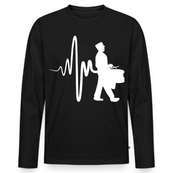 Parade drummer - Men's Premium Organic Long Sleeve Shirt - black - Front - Nico (187cm)