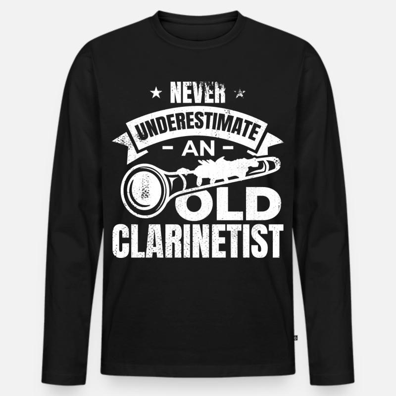 Klarinetten Opa - Männer Premium Bio Langarmshirt - Schwarz