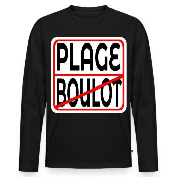 Début des vacances BOULOT PLAGE - T-shirt manches longues Premium bio Homme - noir - Devant - Nico (187cm)