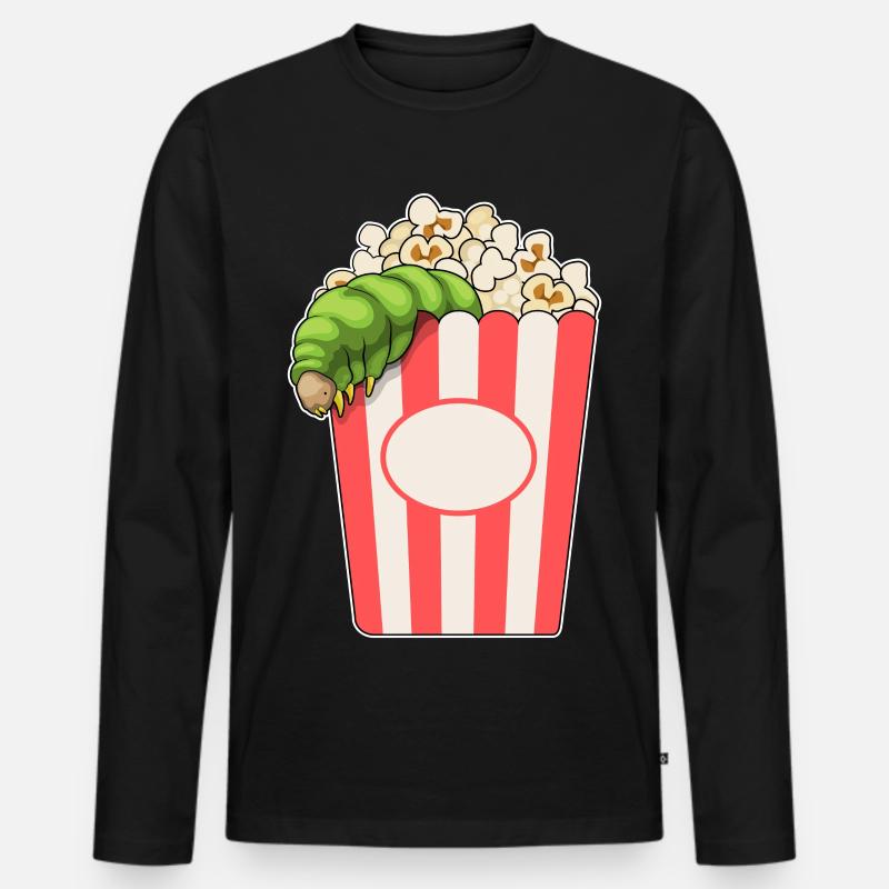 Raupe Popcorn - Männer Premium Bio Langarmshirt - Schwarz