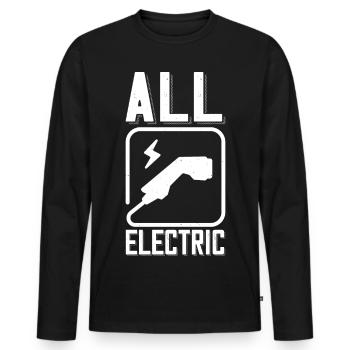 All Electric Supercharge - for electric car fans - Men's Premium Organic Long Sleeve Shirt - black - Front - Nico (187cm)