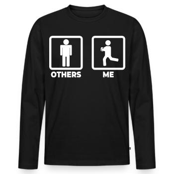 Rugby player stick figure - Men's Premium Organic Long Sleeve Shirt - black - Front - Nico (187cm)