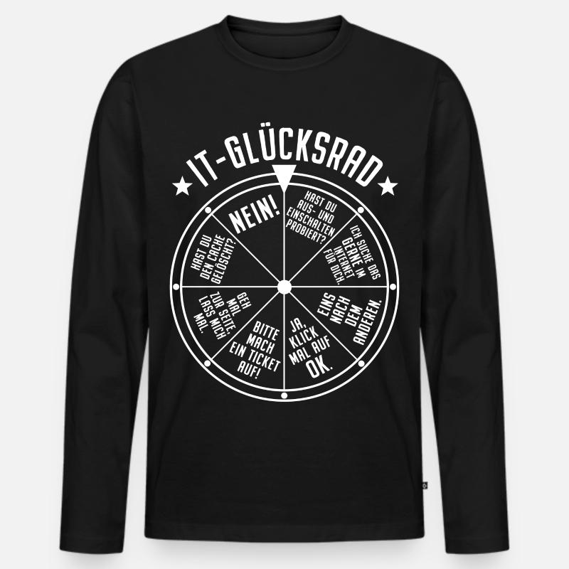 IT Support Glücksrad Service Desk IT Helpdesk Nerd - Männer Premium Bio Langarmshirt - Schwarz