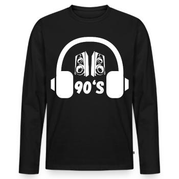 Casques rétro des années 90 - T-shirt manches longues Premium bio Homme - noir - Devant - Nico (187cm)
