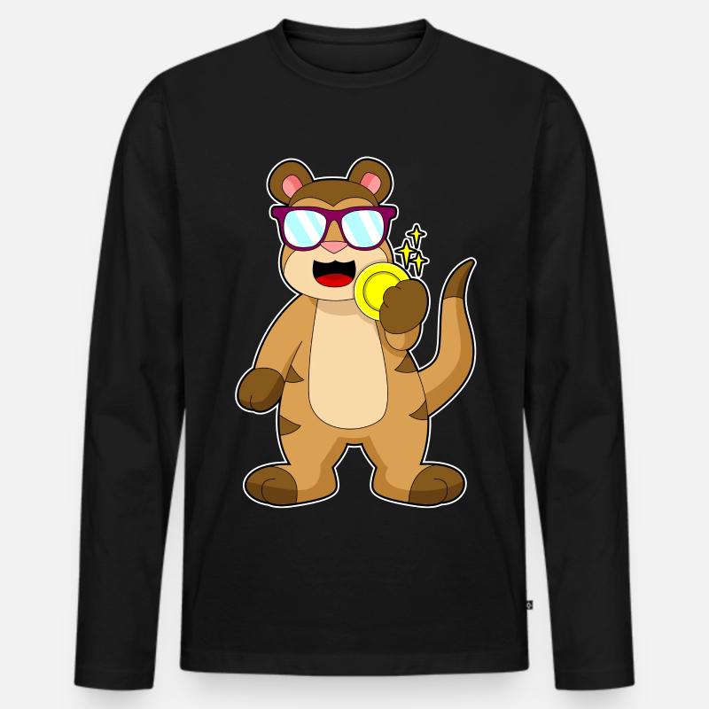 Erdmännchen Goldmünze - Männer Premium Bio Langarmshirt - Schwarz