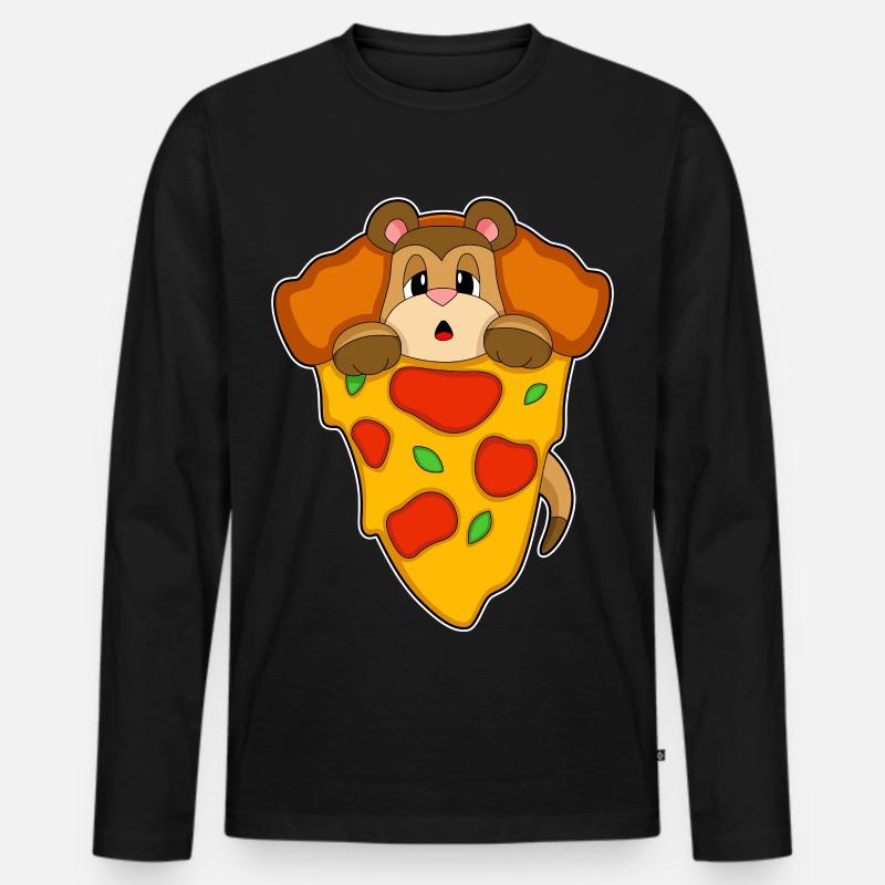 Erdmännchen Pizza - Männer Premium Bio Langarmshirt - Schwarz