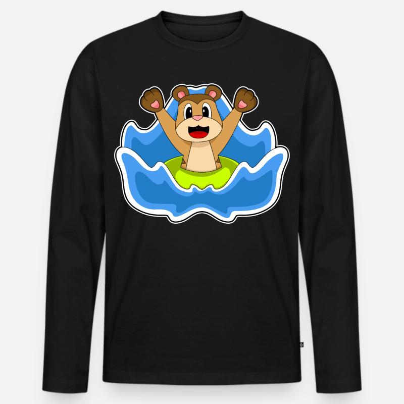 Erdmännchen Schwimmen Schwimmring Sommer - Männer Premium Bio Langarmshirt - Schwarz