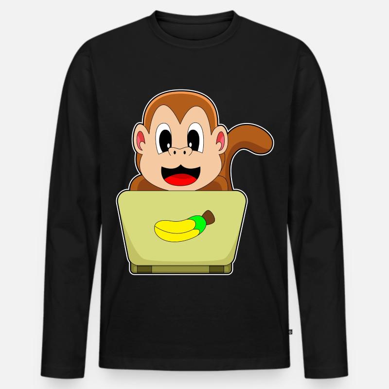 Affe Laptop - Männer Premium Bio Langarmshirt - Schwarz