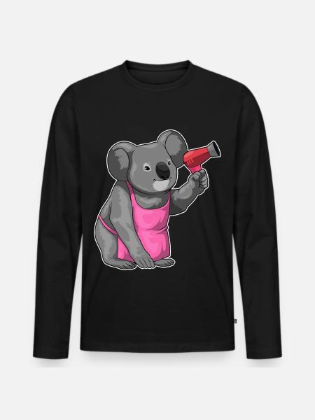 Koala Hairdresser Sèche-cheveux - T-shirt manches longues Premium bio Homme - noir