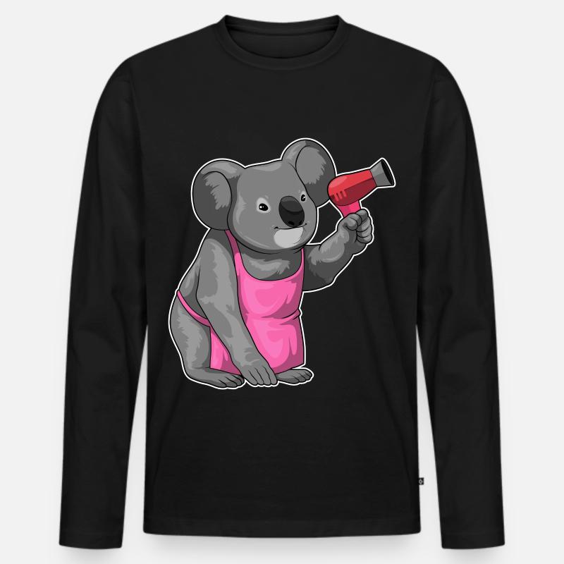 Koala Friseur Föhn - Männer Premium Bio Langarmshirt - Schwarz
