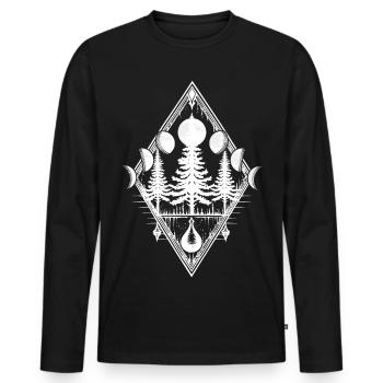 Mond Mondphasen Wald Bäume Okkult Pagan Wicca - Männer Premium Bio Langarmshirt - Schwarz - Vorne - Nico (187cm)