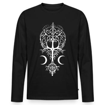Pagan Symbol Magic Tree Wicca Occult Moon - Men's Premium Organic Long Sleeve Shirt - black - Front - Nico (187cm)