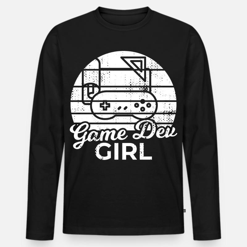 Game Dev Girl - Männer Premium Bio Langarmshirt - Schwarz