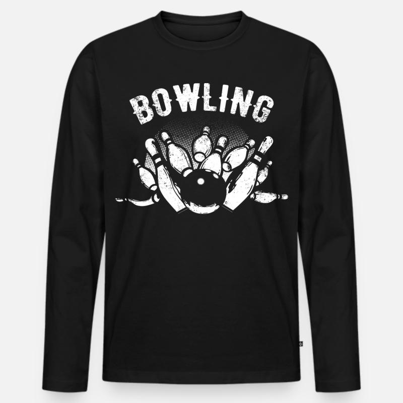Bowling - Männer Premium Bio Langarmshirt - Schwarz