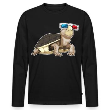 Turtle Glasses - Men's Premium Organic Long Sleeve Shirt - black - Front - Nico (187cm)