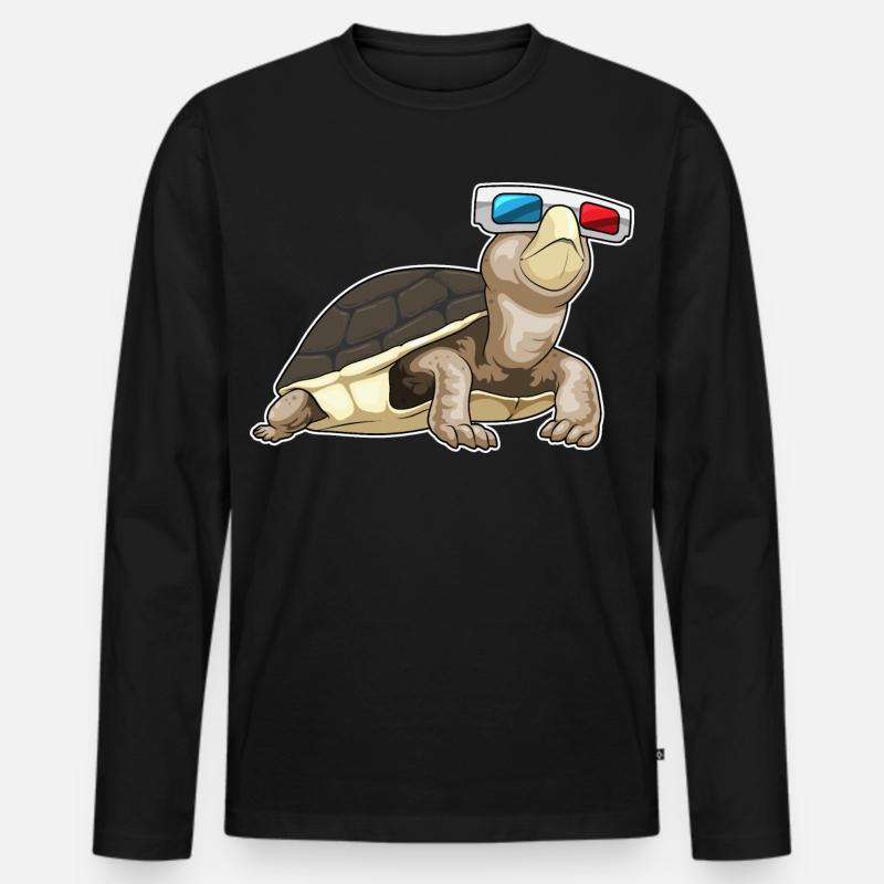 Schildkröte Brille - Männer Premium Bio Langarmshirt - Schwarz
