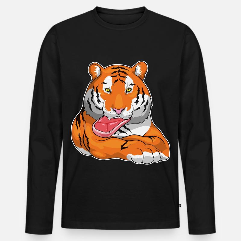 Tiger Fleisch - Männer Premium Bio Langarmshirt - Schwarz