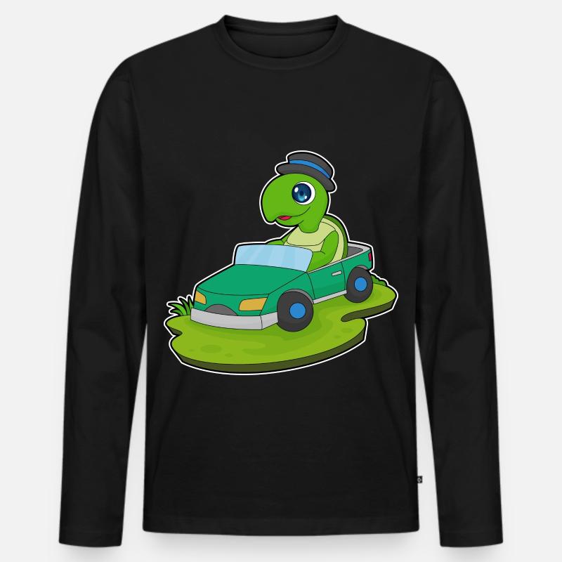Schildkröte Auto - Männer Premium Bio Langarmshirt - Schwarz