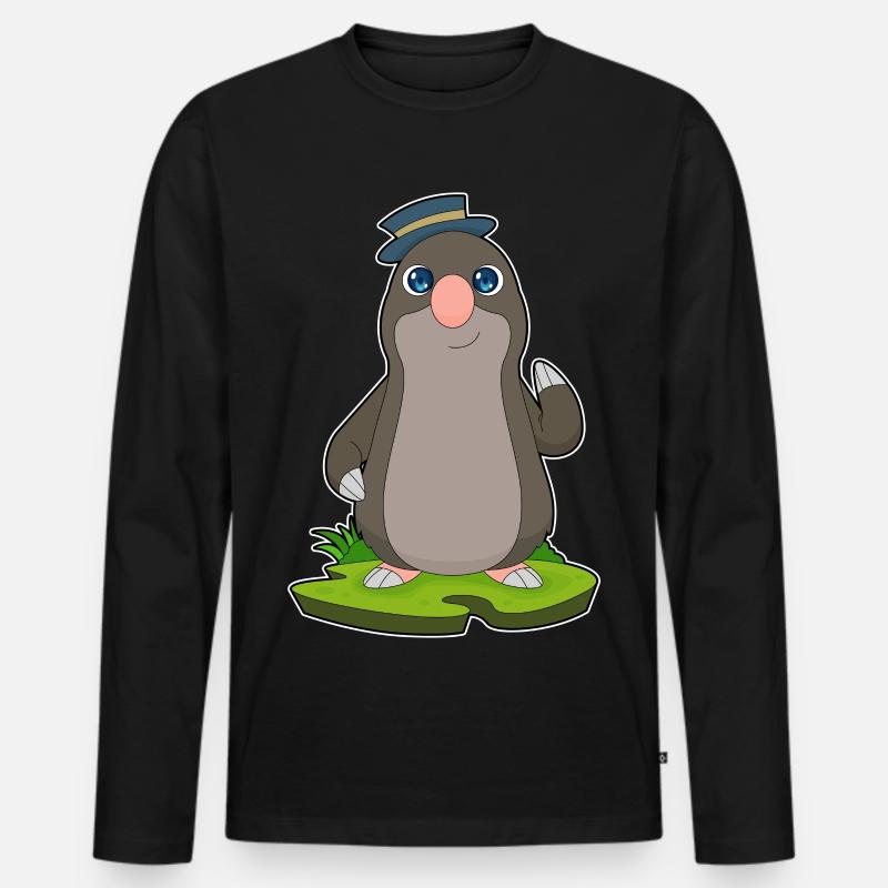 Maulwurf Gentleman Hut - Männer Premium Bio Langarmshirt - Schwarz