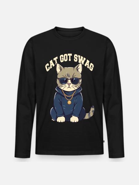 Got Swag Cat with Sunglasses - Men's Premium Organic Long Sleeve Shirt - black