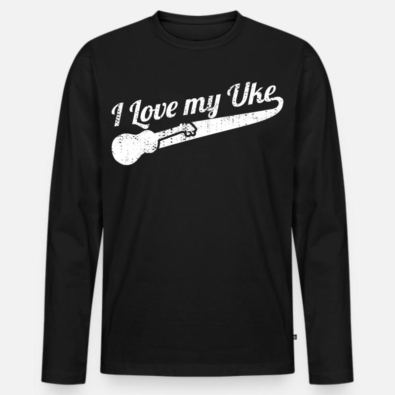 I Love My Uke - Männer Premium Bio Langarmshirt - Schwarz