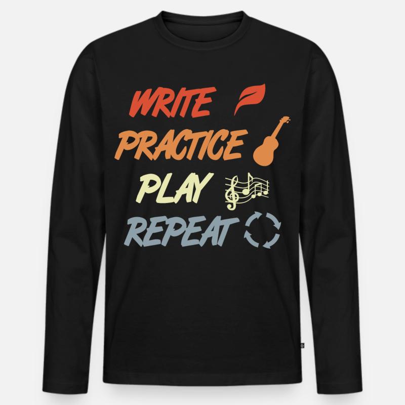 Ukulele Motivation - Männer Premium Bio Langarmshirt - Schwarz