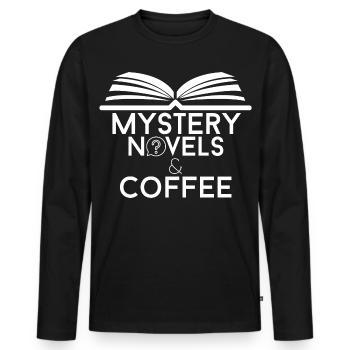 Book Lover Mystery Novels and Coffee - Men's Premium Organic Long Sleeve Shirt - black - Front - Nico (187cm)