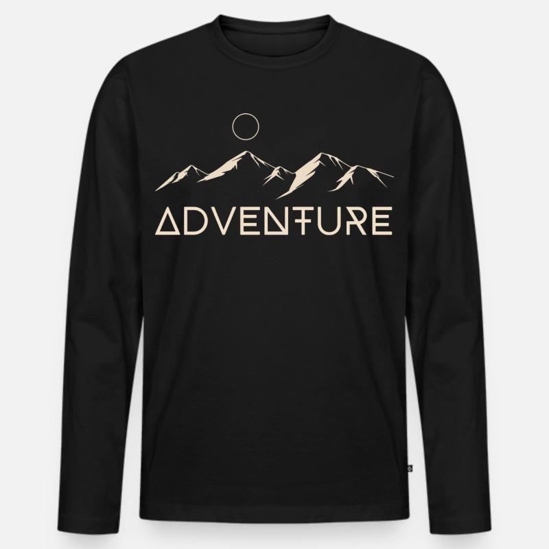 Abenteuer Berge Mond - Männer Premium Bio Langarmshirt - Schwarz