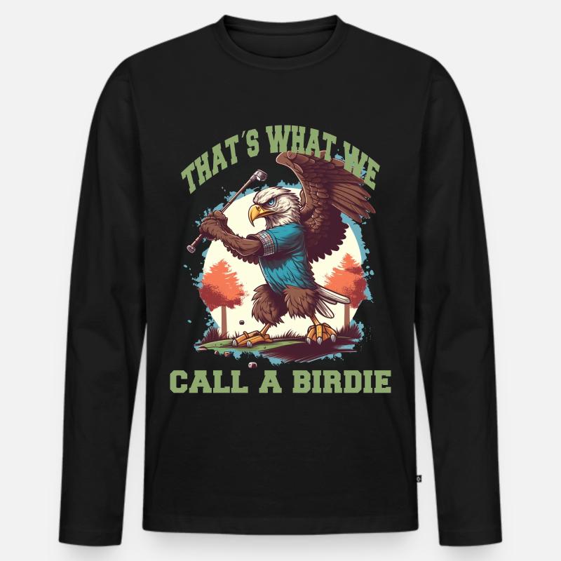 Birdie Adler schwingt den Golfschläger - Männer Premium Bio Langarmshirt - Schwarz