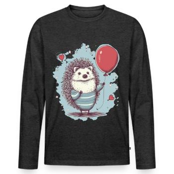 süsser Igel mit Luftballon - Männer Premium Bio Langarmshirt - Anthrazit meliert - Vorne - Nico (187cm)