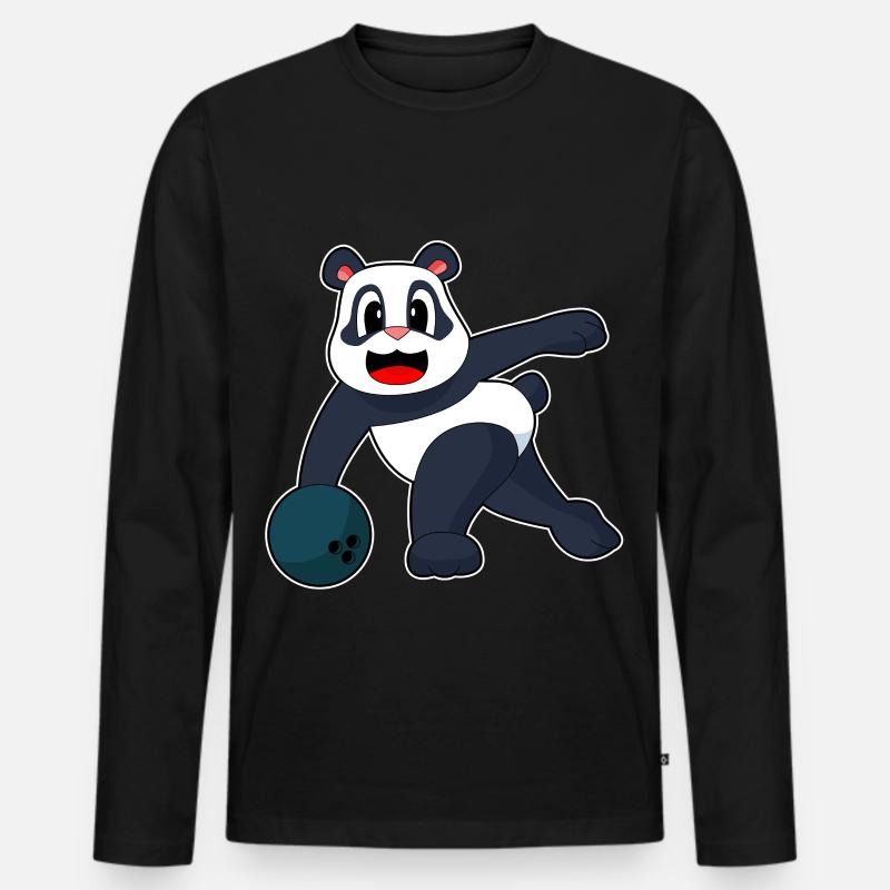 Panda Bowling Bowlingkugel - Männer Premium Bio Langarmshirt - Schwarz
