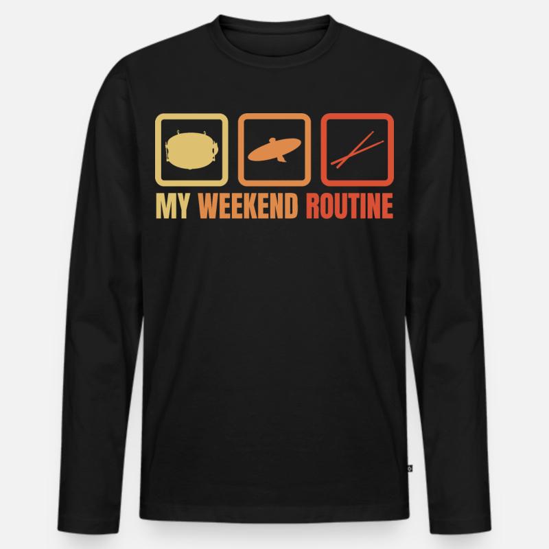 Meine Wochenendroutine - Männer Premium Bio Langarmshirt - Schwarz