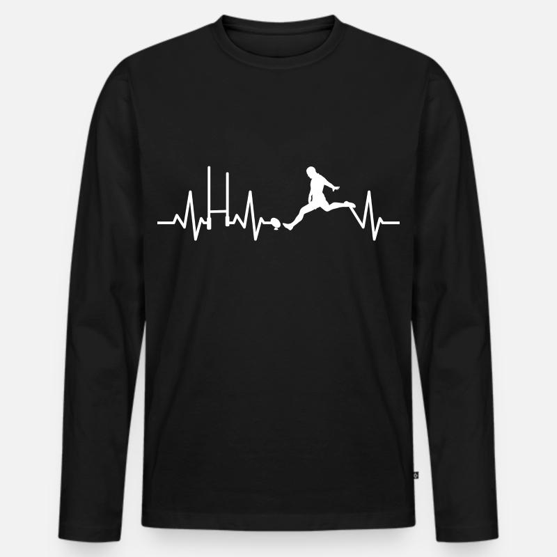 Rugby Herzschlag - Männer Premium Bio Langarmshirt - Schwarz