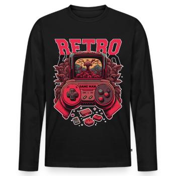 Console rétro - T-shirt manches longues Premium bio Homme - noir - Devant - Nico (187cm)