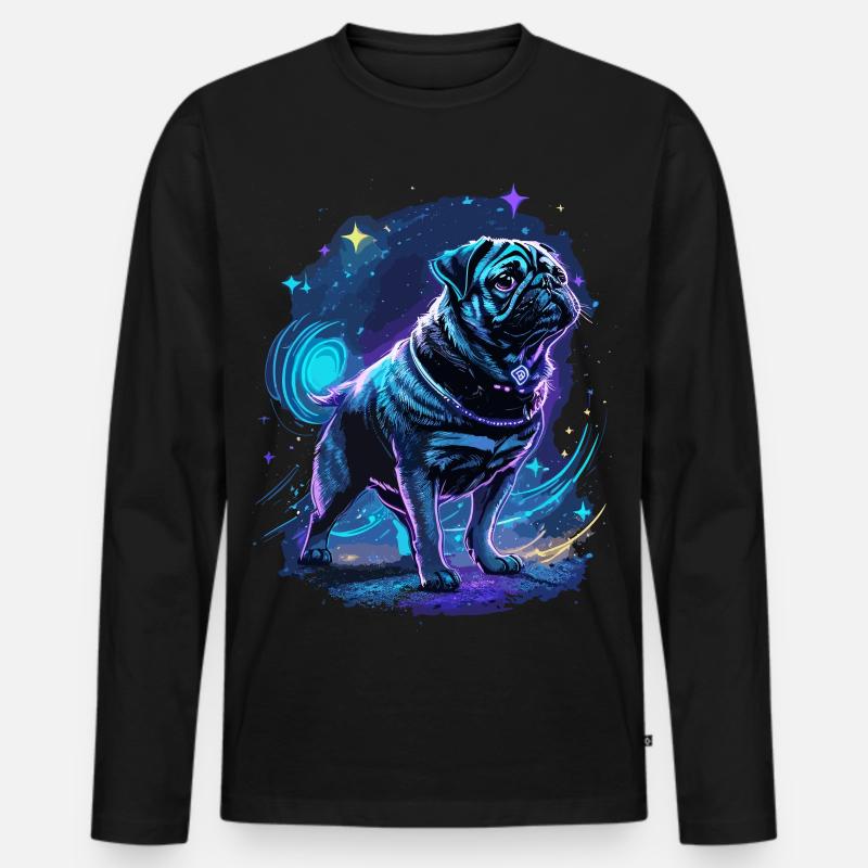 Mops Mitternachtszauber - Männer Premium Bio Langarmshirt - Schwarz