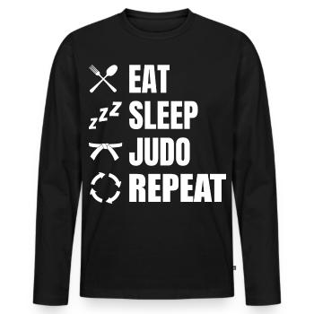 Horaire de judo - T-shirt manches longues Premium bio Homme - noir - Devant - Nico (187cm)