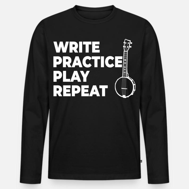 Writing, practicing, playing, repeating - Men's Premium Organic Long Sleeve Shirt - black