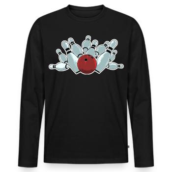 Bowling Strike - Men's Premium Organic Long Sleeve Shirt - black - Front - Nico (187cm)