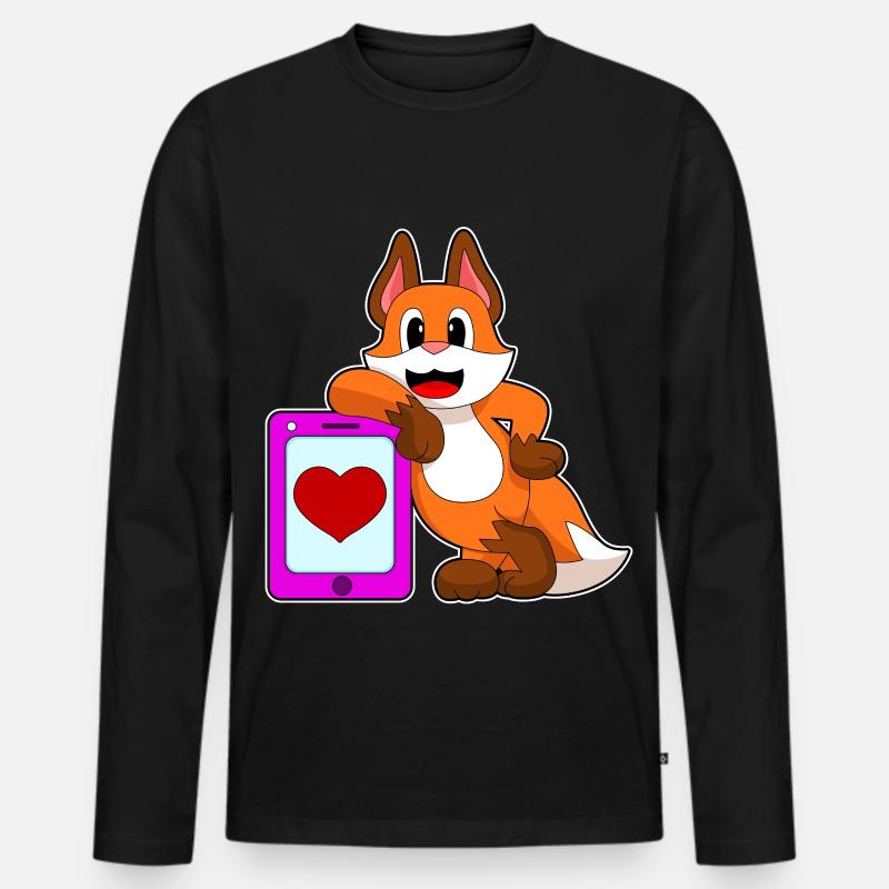 Fuchs Herz - Männer Premium Bio Langarmshirt - Schwarz
