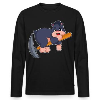 Minage de pioche de mineur taupe - T-shirt manches longues Premium bio Homme - noir - Devant - Nico (187cm)