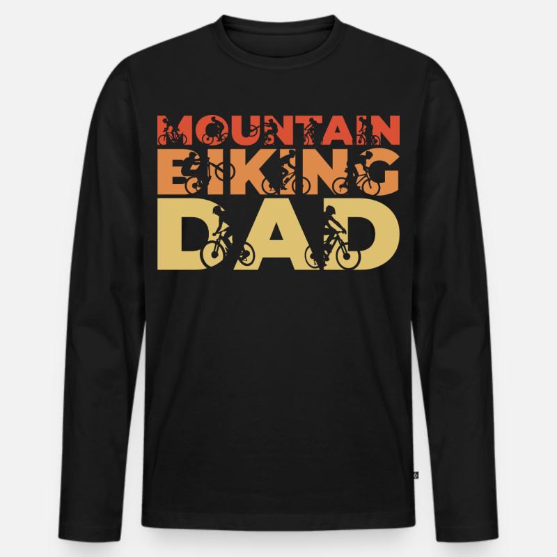 Lustiger Mountainbiker Vater - Männer Premium Bio Langarmshirt - Schwarz