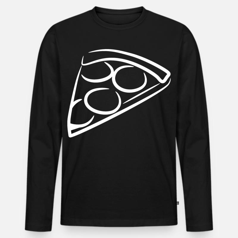 Pizza Skizze - Männer Premium Bio Langarmshirt - Schwarz