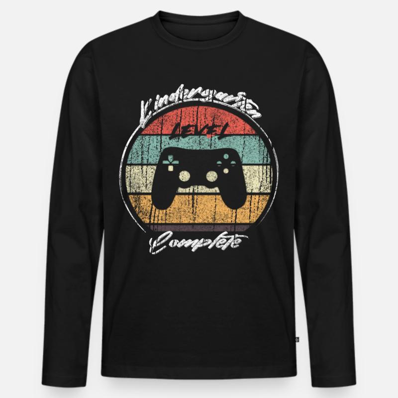 Kindergarten Level Complete Gamer - Männer Premium Bio Langarmshirt - Schwarz