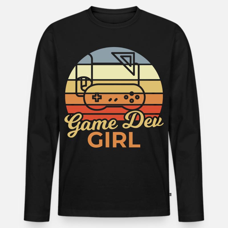 Game Dev Mädchen - Männer Premium Bio Langarmshirt - Schwarz
