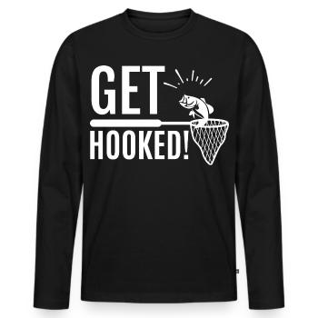 J’adore pêcher - T-shirt manches longues Premium bio Homme - noir - Devant - Nico (187cm)