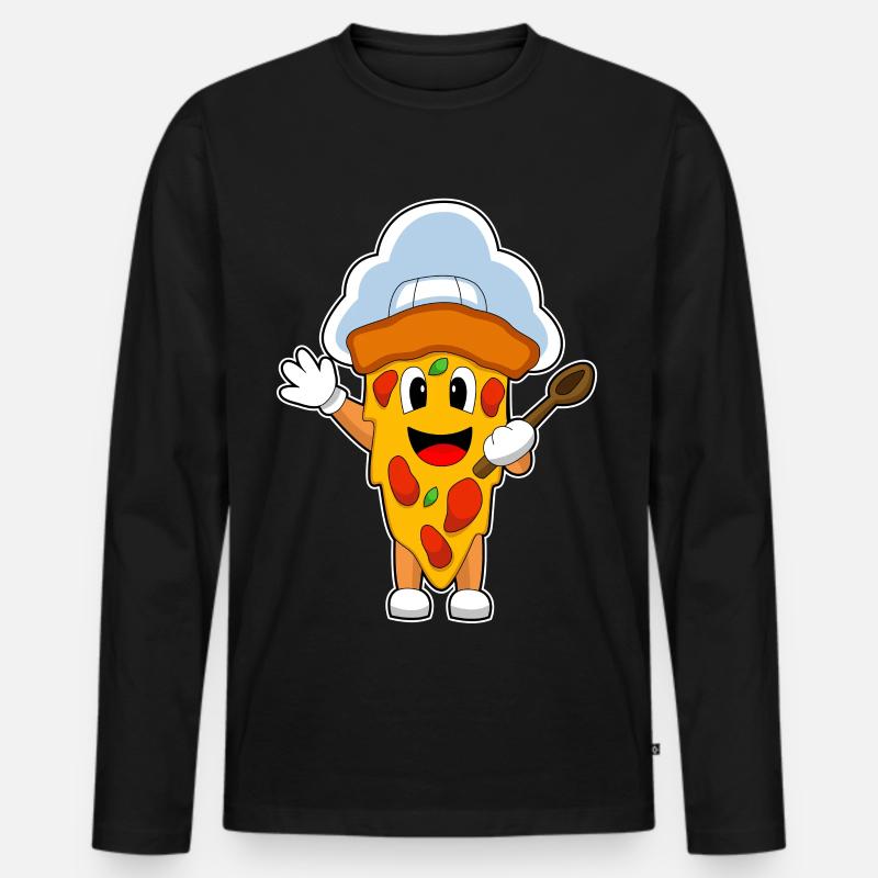 Pizza Koch Kochlöffel - Männer Premium Bio Langarmshirt - Schwarz