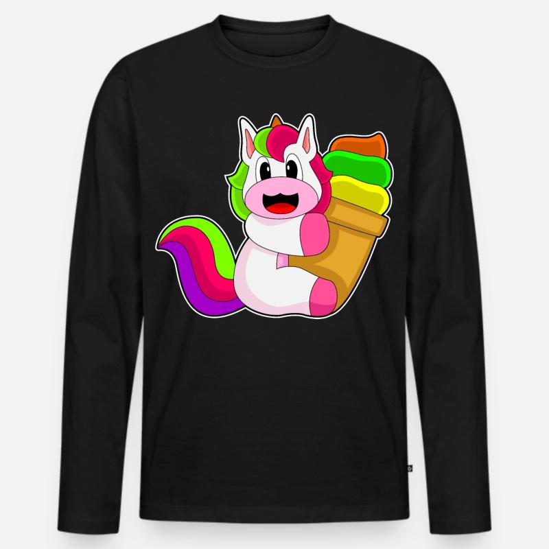 Einhorn Waffeleis - Männer Premium Bio Langarmshirt - Schwarz